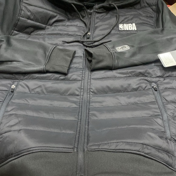 NWT NBA net dry hooded basketball Jacket puffer full zipup black bomber zom7510f - Picture 7 of 9